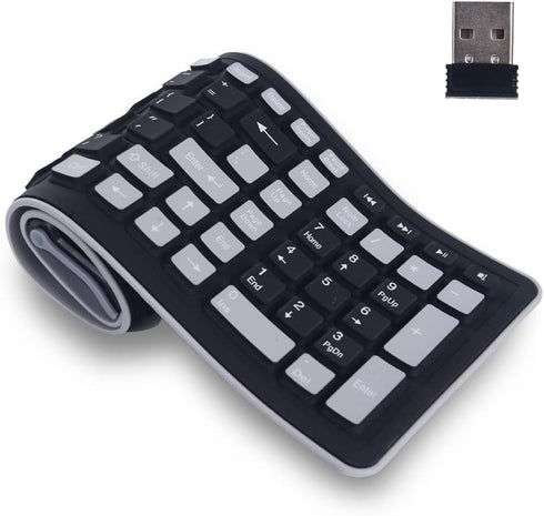 2.4G Wireless Silicone Keyboard, Portable Keyboard for Laptop, PC, Notebook and Travel, Flexible Foldable and Rollup Keyboard, Waterproof, Dustpro...