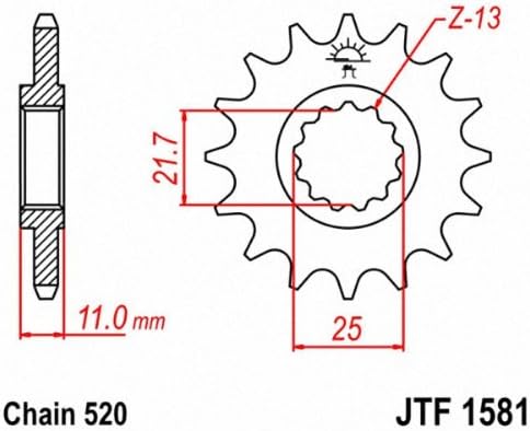 JT Sprockets JTF1581.15 15T Steel Front Sprocket , black...