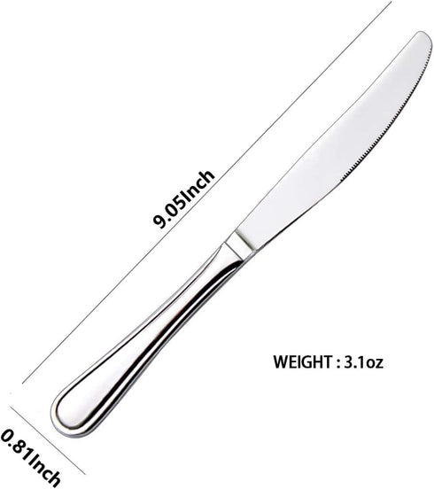 Dinner knife 4 Pieces Stainless Steel Butter Knife Set, Silver...
