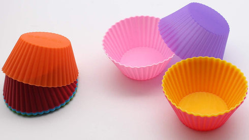 Reusable Silicone Cake Mold 24PCS, Small Baking Cup Truffle Cake Pan Set 8 Colors Non-Stick...