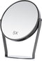 5X Magnifying Makeup Mirror, 6 inch Double Sided Desk Mirror, 1X/5X Magnification Round Vanity Mirror, Black Metal Tabletop Mirror...