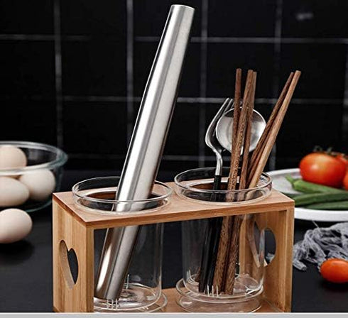Smooth Stainless Steel Rolling Pin for Baking Fondant, Pizza, Pie, Pastry, Pasta, Dough, Cookies (12.8in)...