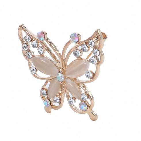 Women's Rhinestone Crystal Butterfly Brooch Pins Elegant Insect Scarf Shawl Corsage Clothing Accessories(Gold), 0.3527 Ounce...