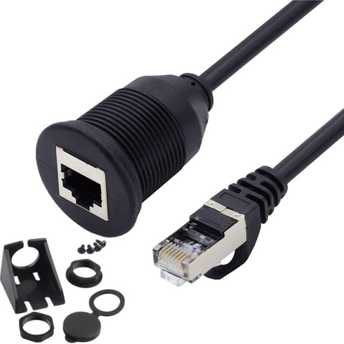 chenyang CAT6 RJ45 Flush Mount Male to Female LAN Ethernet Network Extension Cable for Car Dashboard Panel Mount Waterproof Dustproof...