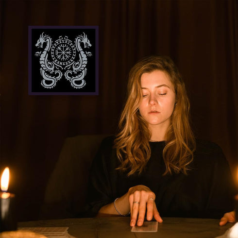 FINGERINSPIRE Viking Dragon Painting Large Stencil 11.8x11.8" Viking Compass Drawing Template Reusable Double Dragon Compass Pattern Viking Themes...