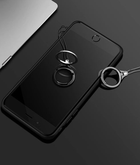 Finger Ring Strap Kickstand, Bling Cubic Phone Holder Charm for Hand Grip Lanyard Holder for iPhone Loopy for Phone Case,Cell Phone,USB,Keys (Blac...