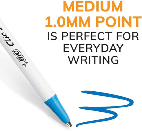 BIC Clic Stic Retractable Ballpoint Pen, Medium Point 1.0mm - 50 Count (Blue)...
