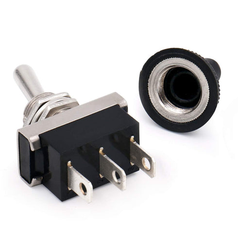 Baomain Car Toggle switch SPDT Latching (Maintained) ON-OFF-ON 3 Pin 3 Position 12V/25A with waterproof cover for Auto Car (4PCS)...