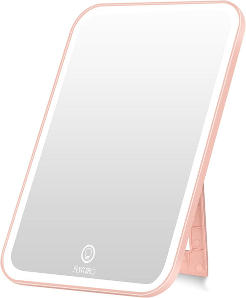 Lighted Makeup Mirror with Lights, Vanity Mirror with LED Brightness Adjustable Portable USB Rechargeable, Light Up Tabletop Cosmetic Compact Mirr...