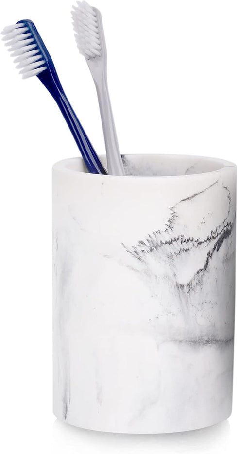 ZCCZ Toothbrush Holder for Bathroom Marble Look, Electric Toothbrush and Toothpaste Organizer, Makeup Brushes Razor Stand, White Marble Design Cup...