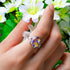 Opalescent Swirl Color Changing Oval Crystal Stone Brass Mood Ring Size Adjustable For Women...