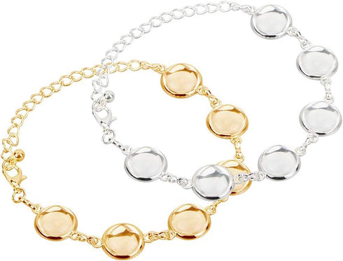 PH PandaHall 10pcs Adjustable Bracelet Chain, 12mm Bracelet Bezel Settings for Jewelry Making with 6 Tray Blank, 60pcs 12mm Clear Glass Cabochons ...
