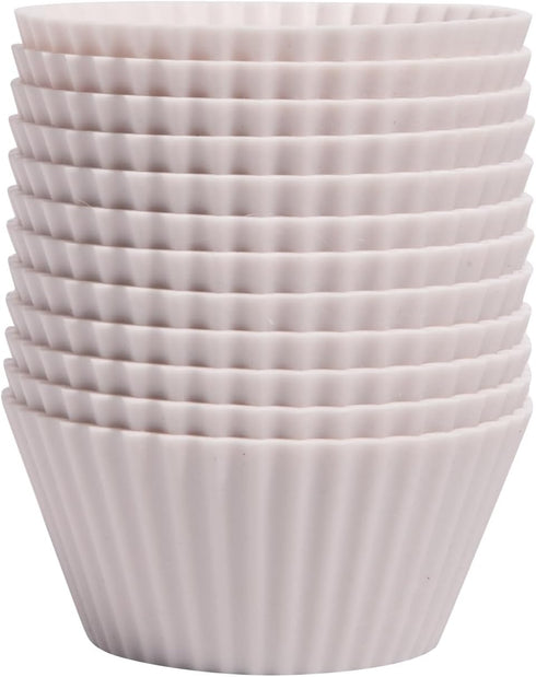 The Silicone Kitchen Reusable Silicone Baking Cups, Non-Toxic, BPA Free, Dishwasher Safe, Regular, Pack of 12, Designer White...