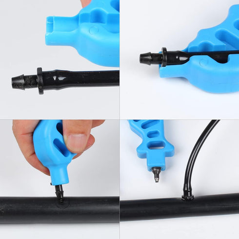 2-in-One Drip Irrigation Tubing Hole Punch, Easier 1/4" Inch Fitting & Emitter Insertion in Drip Sprinkler Systems, Blue...