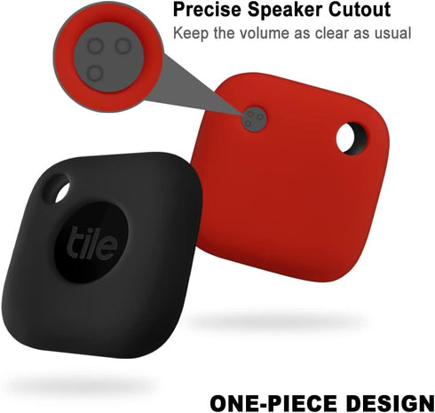 Geiomoo Silicone Case for Tile Mate 2024, Tile Mate 2022, Soft Scratch Resistant Cover with Carabiner (2 Pack Black+Red)...