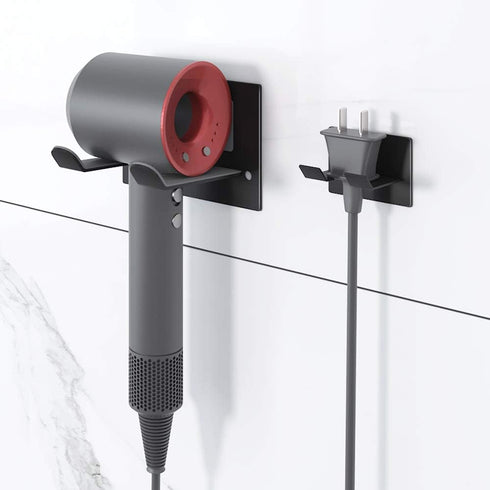 Self Adhesive Hair Dryer Holder Wall Mounted - Adhesive Bathroom Hair Blow Dryer Rack Organizer Compatible with Supersonic Hair Dryers (Black)...