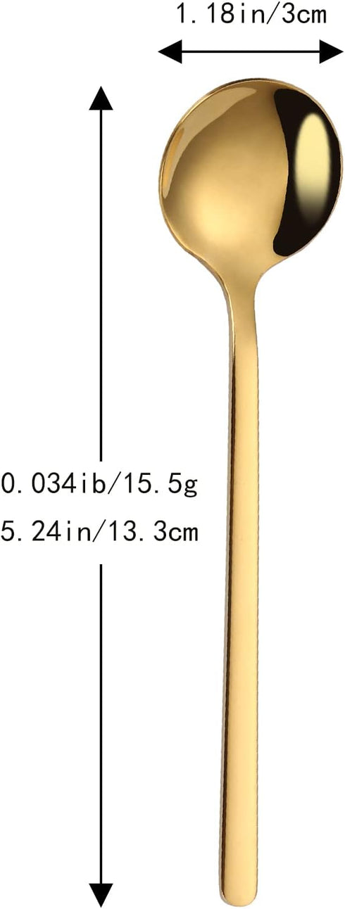 12 Pieces Mini Gold Spoons Stainless Steel Espresso Spoons, 5.24 Inch Demitasse Spoons for Sugar Dessert Cake Ice Cream Soup Antipasto Cappuccino ...