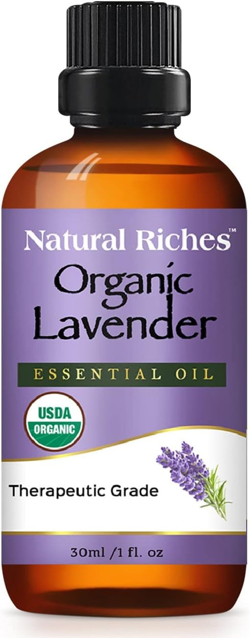 Natural Riches Organic Lavender Essential Oil with Premium Therapeutic Quality Pure USDA Certified - for Diffuser, Aromatherapy, Sleep, Meditation...