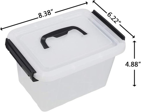Asking Plastic Latching Box with Black Handle, Lidded Storage Bins, 6 Packs, 3 Quart...