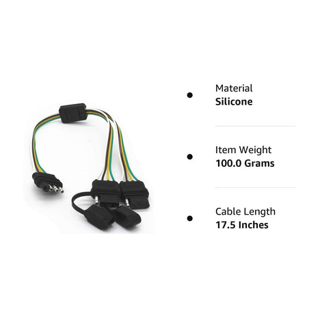 4 Way Y-Splitter Plug Universal for Tailgate Light Bar and Trailer Lights Plug & Play Adapter Extension Harness Wiring Plug 4 Pin Connectors...
