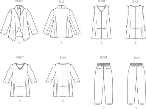 Vogue Misses' Loose-fitting Jacket, Tunics and Pants Sewing Pattern Packet by Marcy Tilton, Design Code V1959, Sizes 8-10-12-14-16...
