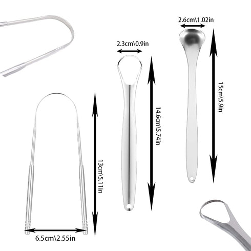 6 pcs Tongue Scraper, BOSOIRSOU Stainless Steel Tongue Cleaners Portable Tongue Brushes Breath Fresher Tool for Adults Kids Oral Care...