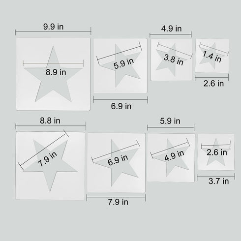 Large Star Stencil, 8Pcs Star Stencils for Painting,Star Template 5 Point Star Template Stencil,Star Stencils Different Sizes,Reusable Plastic Ste...