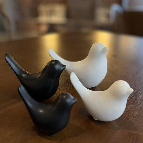 NWFashion Ceramic Animal Figurines Modern Style Birds Decorative Ornaments Desktop Display (Black Bird)...