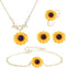 Sunflower Necklace Earring Bracelet Ring Set Boho Resin Petal Pendant for Women Jewelry Accessories...