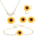 Sunflower Necklace Earring Bracelet Ring Set Boho Resin Petal Pendant for Women Jewelry Accessories...