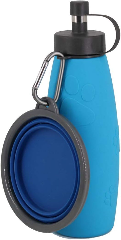 Collapsible Portable Silicone Big Dog Bowls,2 Pack,34 oz/Each Bowl,Silicone Basic Bowl with Plastic Rim and D-Ring,Foldable Travel pet Feeder,Port...