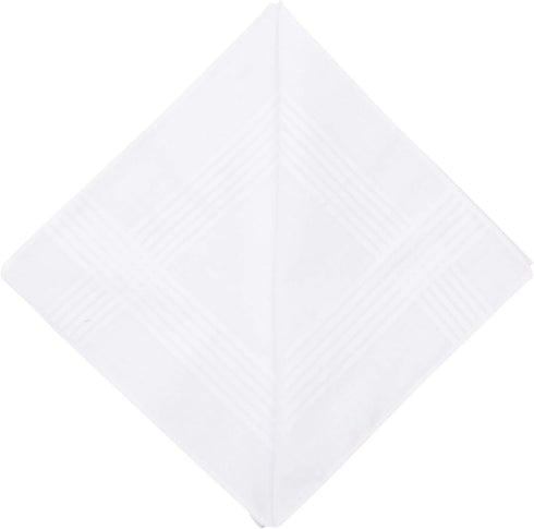 Perry Ellis 12 Pack Handkerchief (100% Cotton White with Satin Border, 16" x 16")...