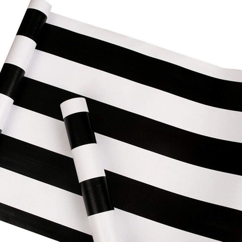 Peel and Stick Vinyl Black and White Striped Wallpaper Contact Paper Self Adhesive Stripe Shelf Liner Dresser Drawer Cabinets Liner Furniture Wall...