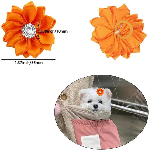 40Pcs Puppy Yorkie Dog Hair Bows Flower with Rubber Band,Pet Small Dog Girl Flower Christmas Hair Topknot Bowknot Hair Accessories Pet Grooming fo...