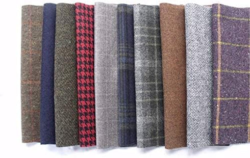 British Tweed 100% Wool Remnants Offcuts Squares Crafts 10 Pieces 9x9 inch, Made in Great Britain…...