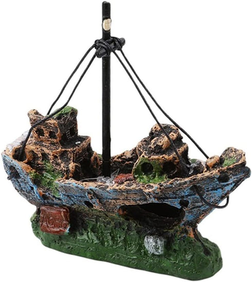 1 pcs Fish Tank Landscaping, Pirate Ship Wreckage, Aquarium Decorations and Ornaments...