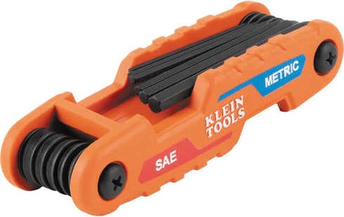 Cmpct Folding Hex Key Set 12-Key SAE Metric Sizes...