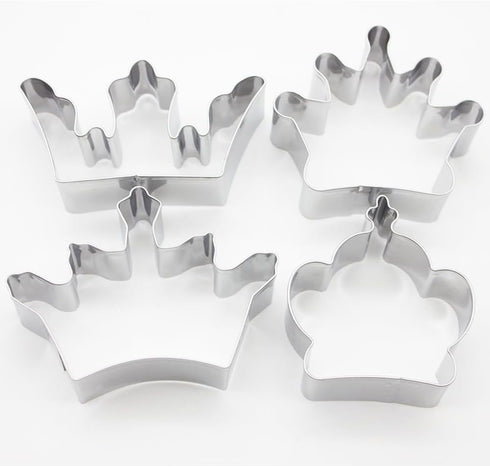 4-Piece Crown Cookie Cutter Set, Stainless Steel Biscuit Cutters, King Crown, Queen Crown, Prince Crown and Princess Crown...