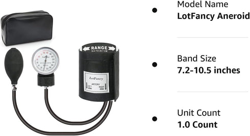 LotFancy Aneroid Sphygmomanometer, Pediatric BP Cuff, Child & Small Cuff, Professional Manual Blood Pressure Cuff, 7.2"-10.5", with Zipper Case...