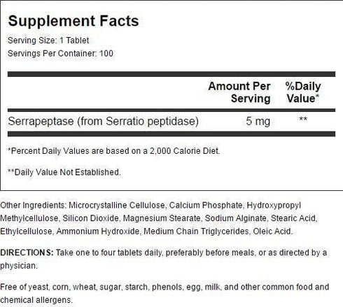 Cardiovascular Research Serraflazyme Serrapeptase Enzyme 100 Tabs...