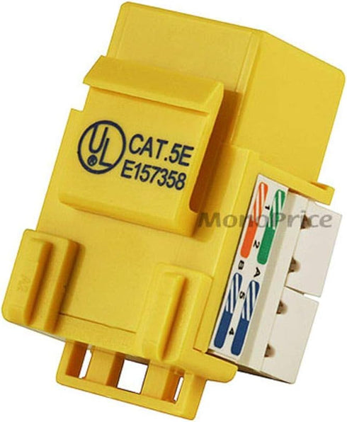 Monoprice Cat5e Punch Down Keystone Jack - For 22-24AWG Solid Wire, Yellow...