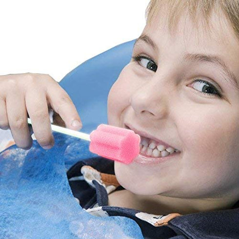 Disposable Oral Swabstick Oral Care Foam Swabs, Individually Wrapped, Untreated,Pink, 150 counts...