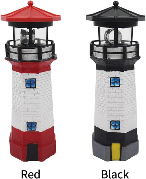 Solar Lighthouse Outdoor Solar Rotating LED Lighthouse Light Waterproof Lighthouse Statue Decorative LED Rotating Lamp for Garden Landscape Outsid...