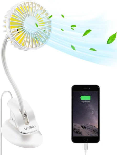 Clip on Fan Small Mini Fan, Portable Usb Battery Operated Fan, Rechargeable Baby Stroller Fan, Quiet Personal Desk Fan 3 Speeds Flexible Neck Grea...