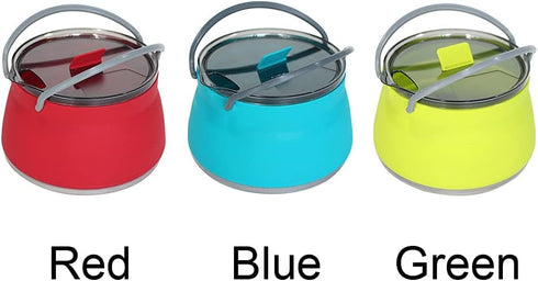 Folding Saucepan, Camp Cookware Hiking Silicone Folding Saucepan Water Kettle With Lid Cookware Travel Camping Pot(Blue)...