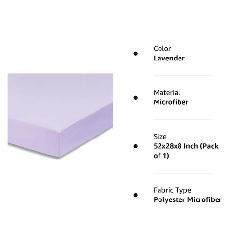 Everyday Kids Fitted Crib Sheet, 100% Soft Breathable Microfiber Baby Sheet, Fits Standard Size Crib Mattress 28in x 52in, Purple Nursery Sheet...