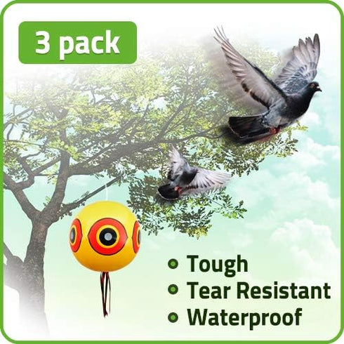 3 Pack De-Bird Duck Deterrent for Pool, Bird Repellent Balloons with Reflective Predator Eyes Scare Birds for Garden, Outdoor, Boat, Yard...