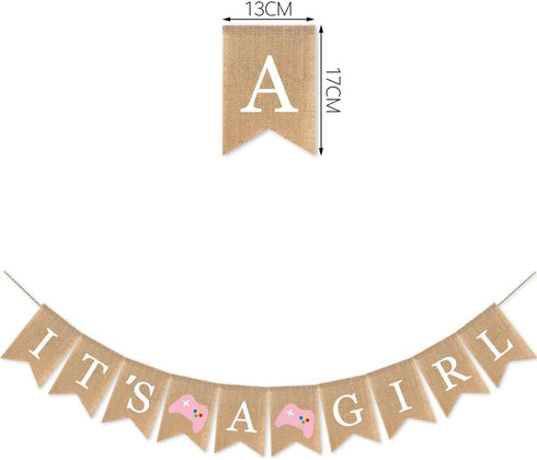 Video Game Themed Baby Shower Party Decorations, It's A Girl Banner, Level Up Gaming Zone Baby Shower Sign and Flag, Gamer Baby Shower Party Suppl...