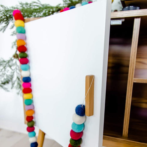 Colorful Felt Ball Pom Pom Garland | 9 Ft | Spring, Easter, Birthday, Christmas Decor | 100% Wool Felt | Boho Rainbow...