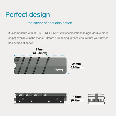 M.2 2280 SSD heatsink, Double-Sided Heat Sink, with Thermal Silicone pad for PC M.2 PCIE NVMe SSD or M.2 SATA SSD (Black)...